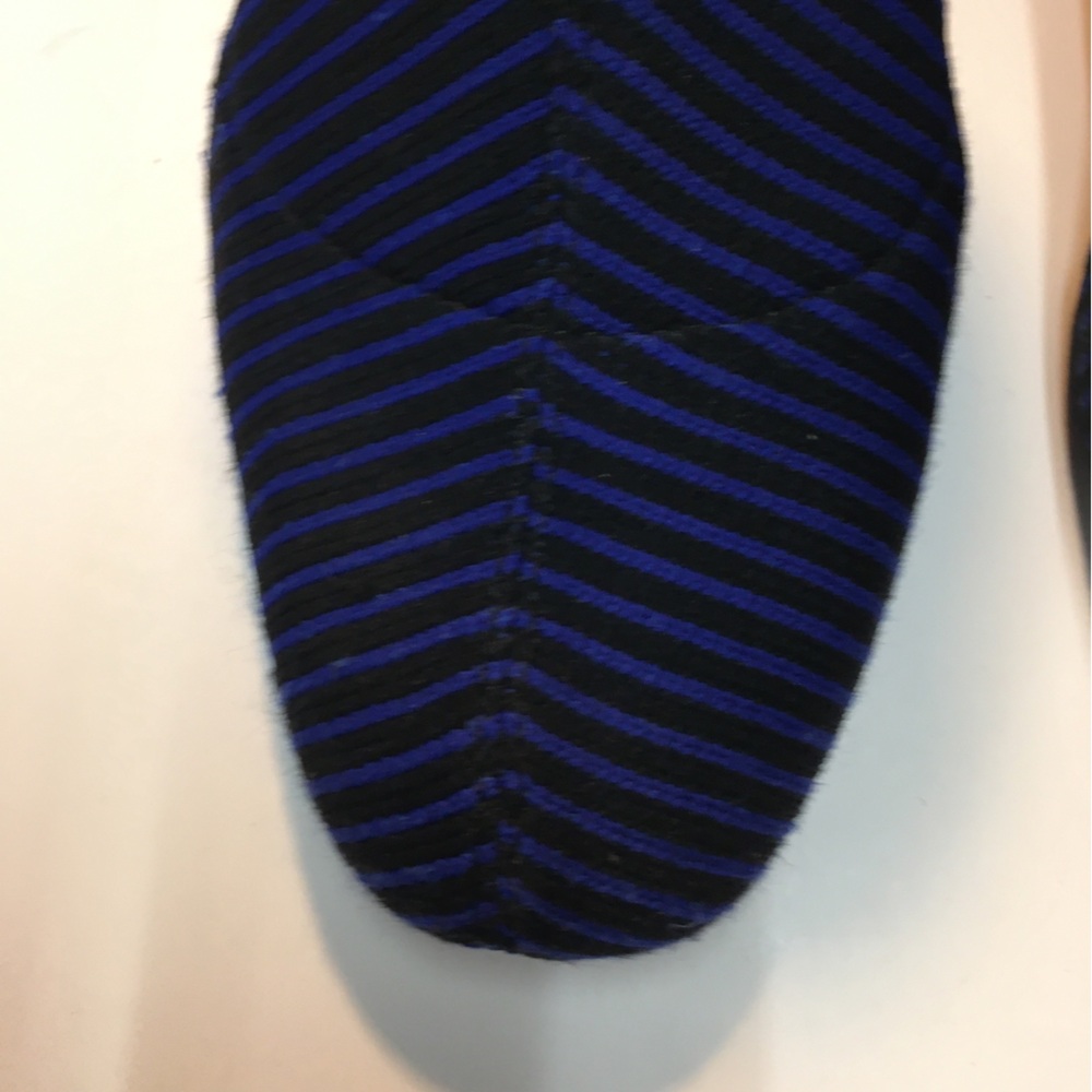 Zara Trafaluc Knit Sock Stripe Booties Block Heel EU 36 Blue Black Office - Picture 3 of 12